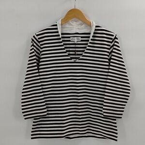 Sport Haley Brown and ivory stretch athletic wear top v-neck size large